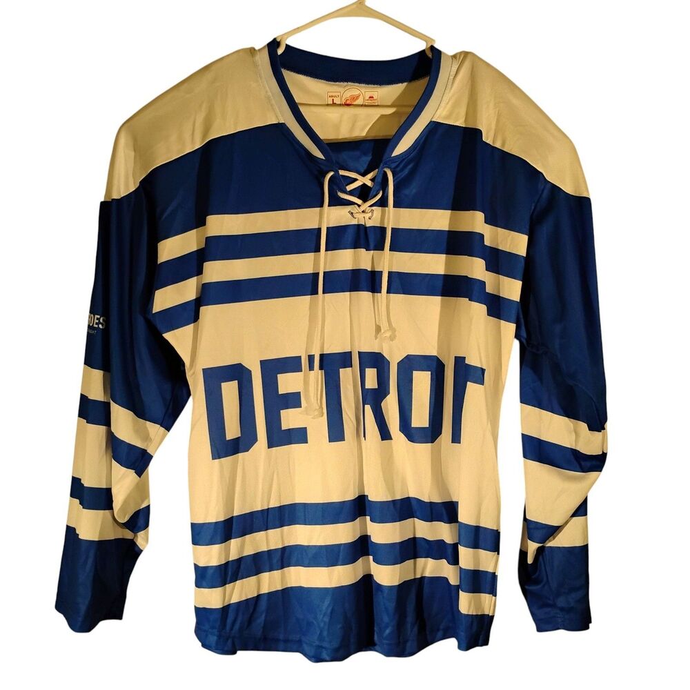 Detroit Red Wings jersey mens L LArge white blue Cotapaxi HOckey NHL